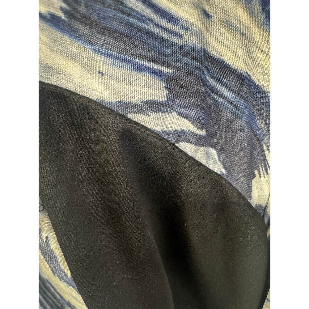 Tiana B Blue Black Swirled Marble Empire Waist Cap Sleeve Tiered Dress Sz M - Picture 10 of 11